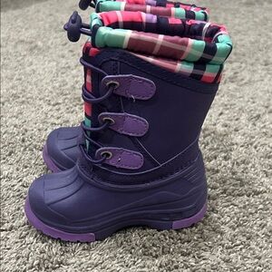 Cherokee Purple Kids Boots with Multicolor Plaid